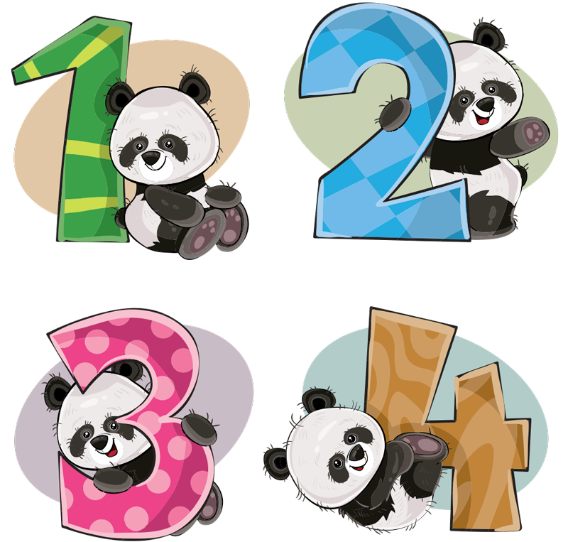 Vinyl teppich kinder mit 4 pandas - TenStickers