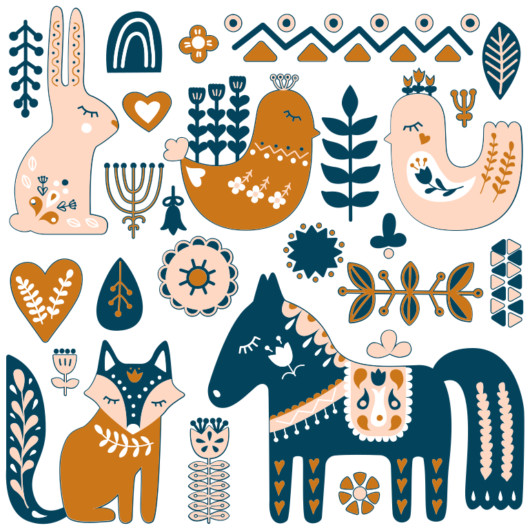 Vinyl teppich kinder mit nordischen waldtieren - TenStickers
