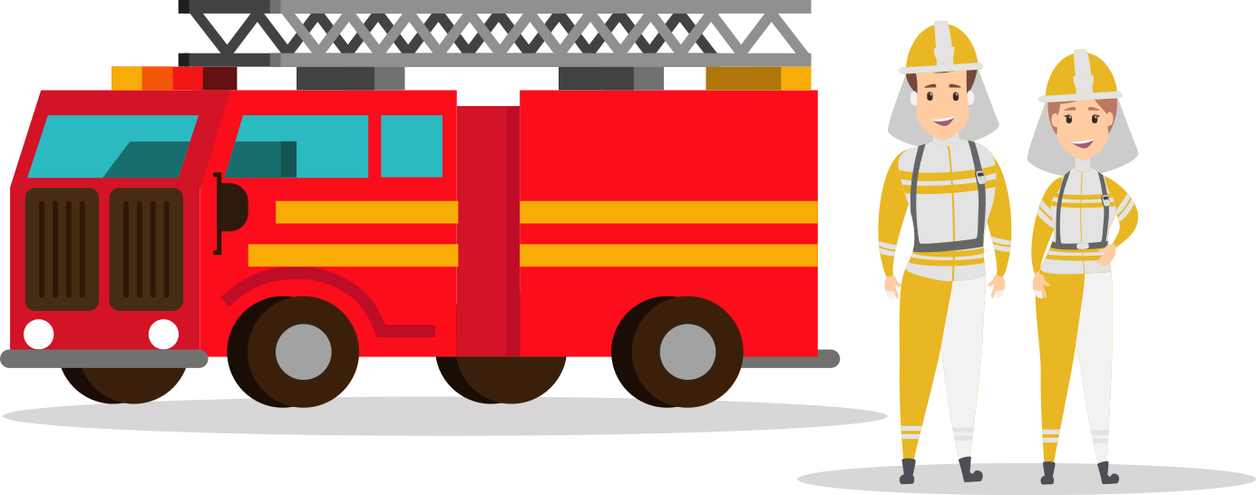 Vinyl teppich kinder feuerwehrmann und frau auto - TenStickers