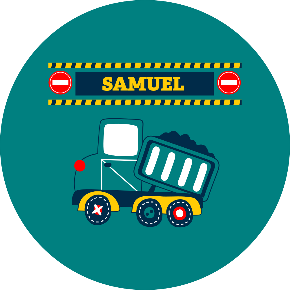 Vinyl teppich kinder mit personalisiertem baustellenfahrzeug - TenStickers