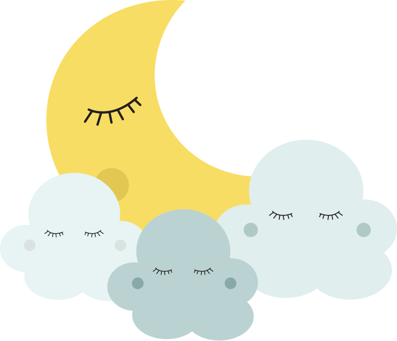Vinyl teppich kinder glücklicher mond und wolken schlaf - TenStickers