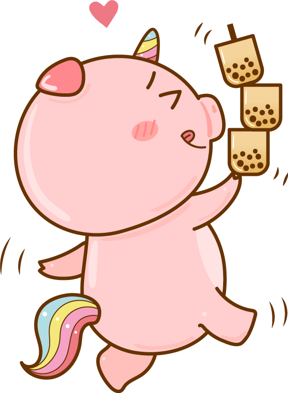 Vinyl teppich kinder mit cartoon schwein einhorn - TenStickers