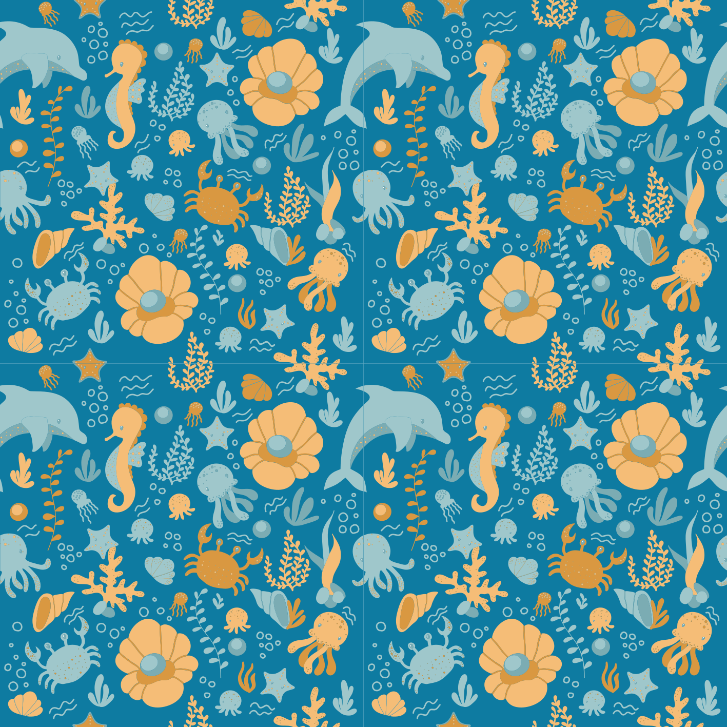 Vinyl teppich kinder meer cartoon - TenStickers
