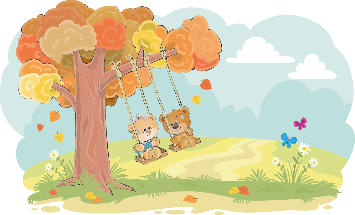 Vinyl teppich kinder mit teddybären im wald - TenStickers
