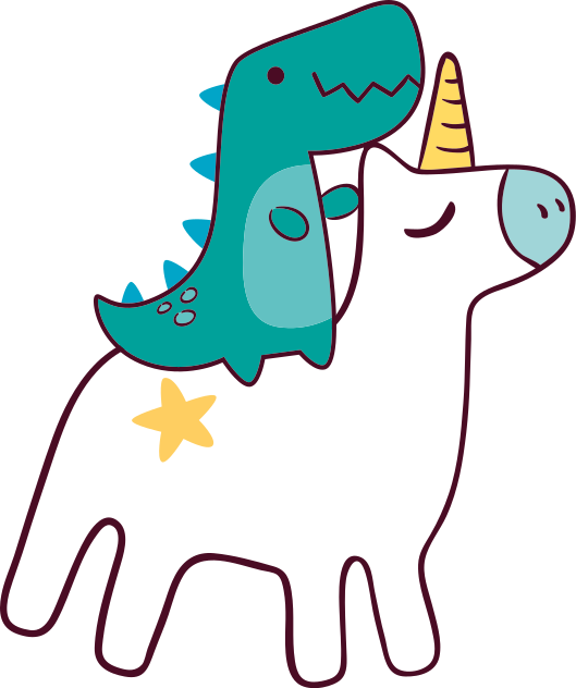 Vinyl teppich kinder mit einhorn und dinosaurier design - TenStickers