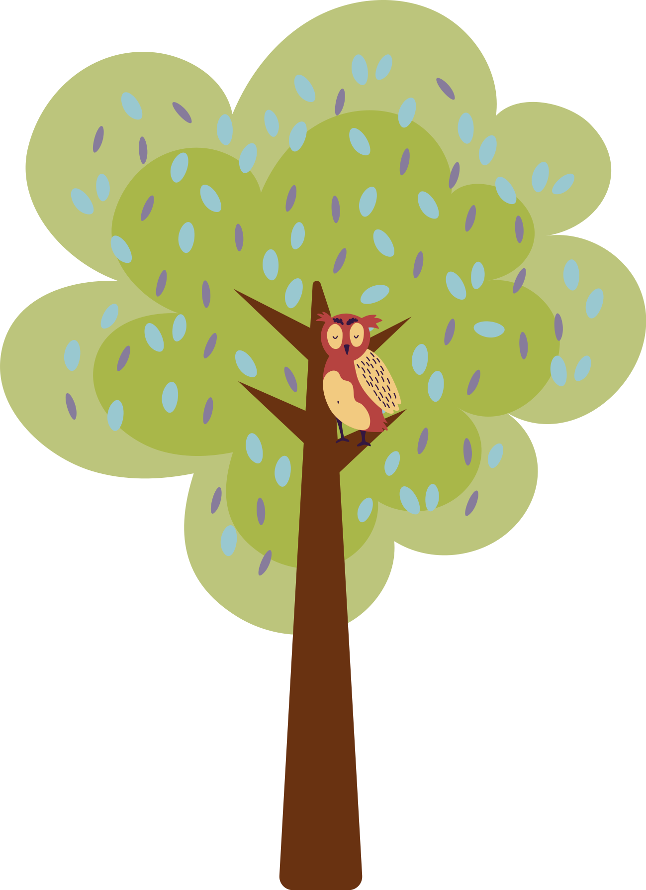 Vinyl teppich kinder mit buntem baum und eule - TenStickers