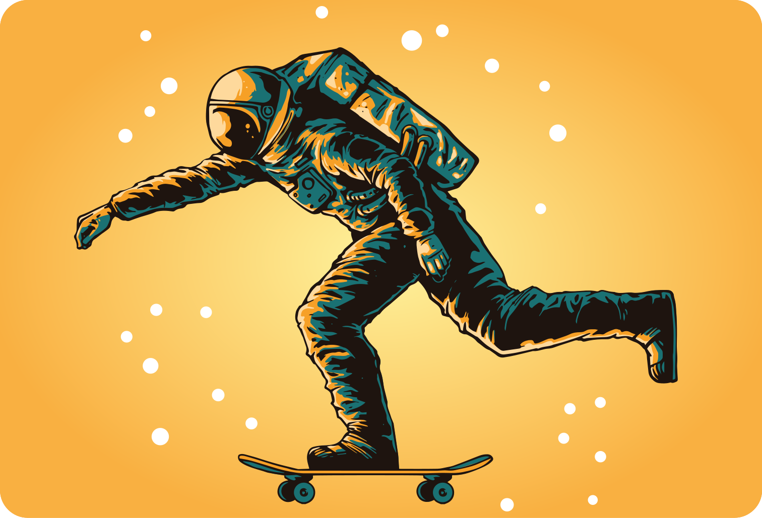 Vinyl teppich kinder astronaut auf skateboard - TenStickers