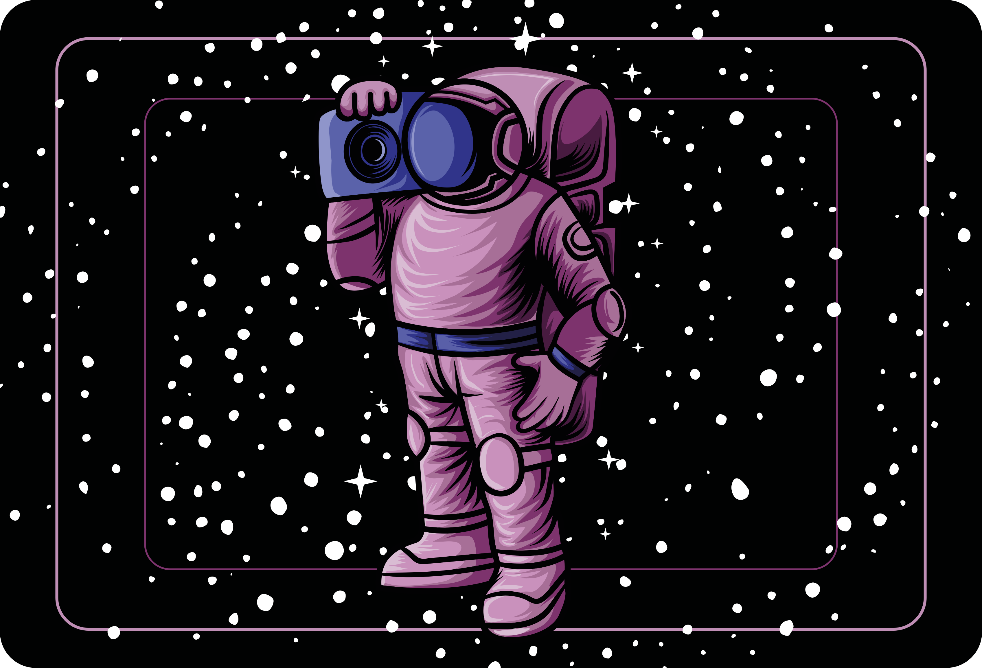 Vinyl teppich kinder astronaut mit radiokassette - TenStickers