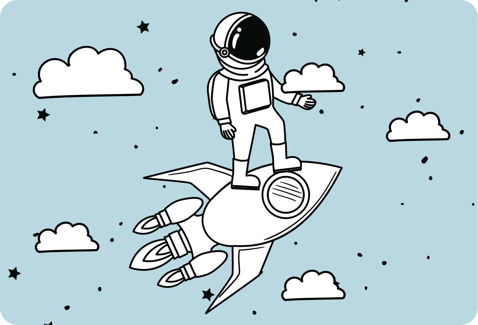 Vinyl teppich kinder rakete astronaut und sterne - TenStickers