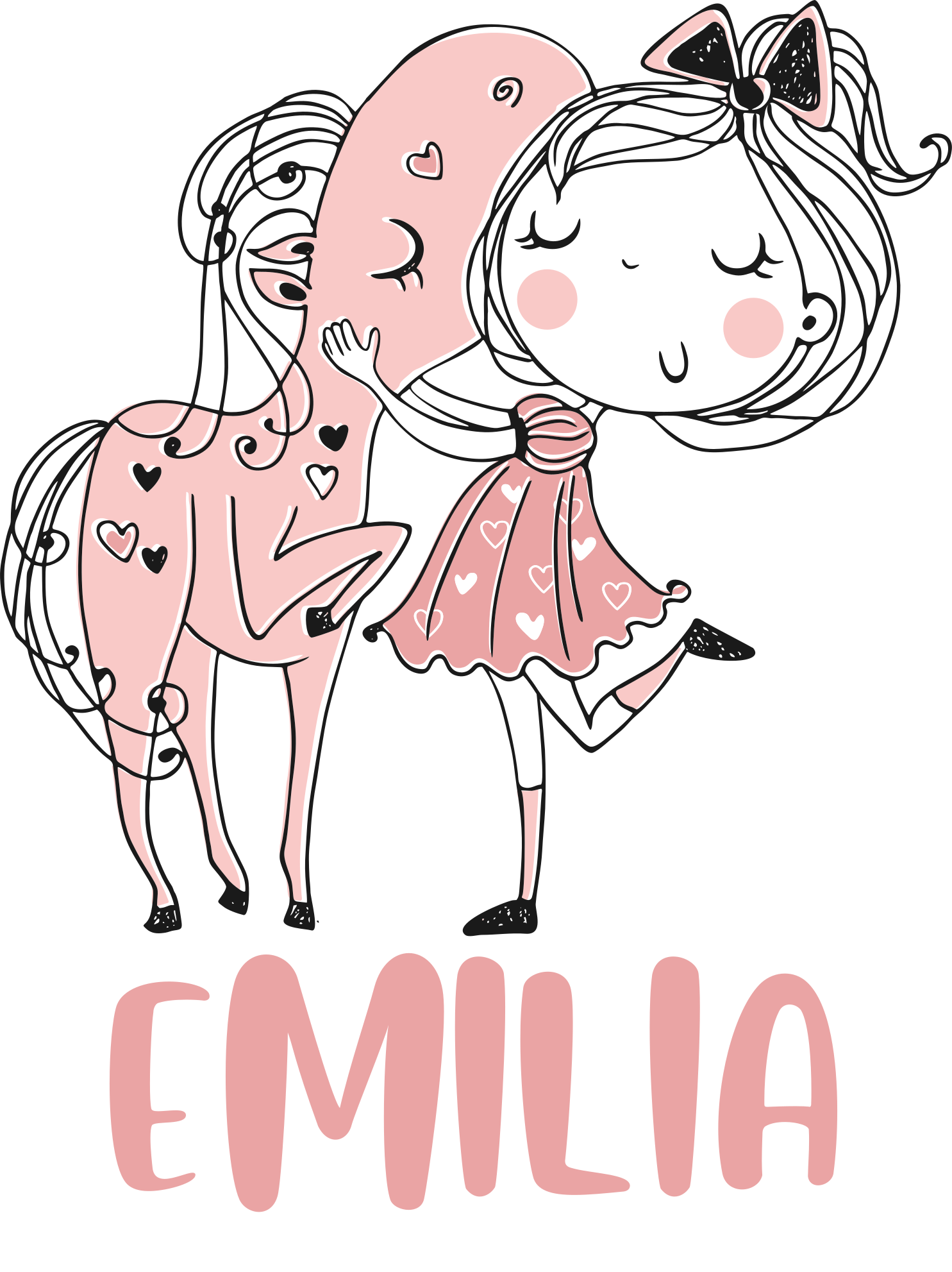 Vinyl teppich kinder prinzessin im rosa kleid mit pferd - TenStickers