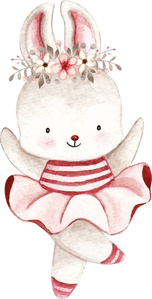 Vinyl teppich kinder ballerina hase in rosen - TenStickers
