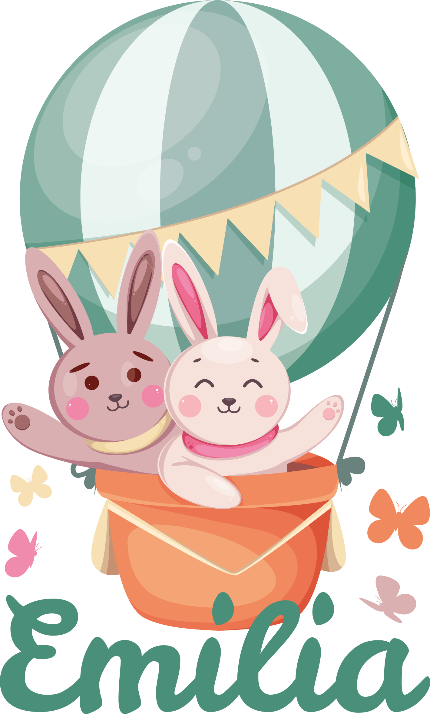 Vinyl teppich kinder mit individuellen ballonhasen - TenStickers