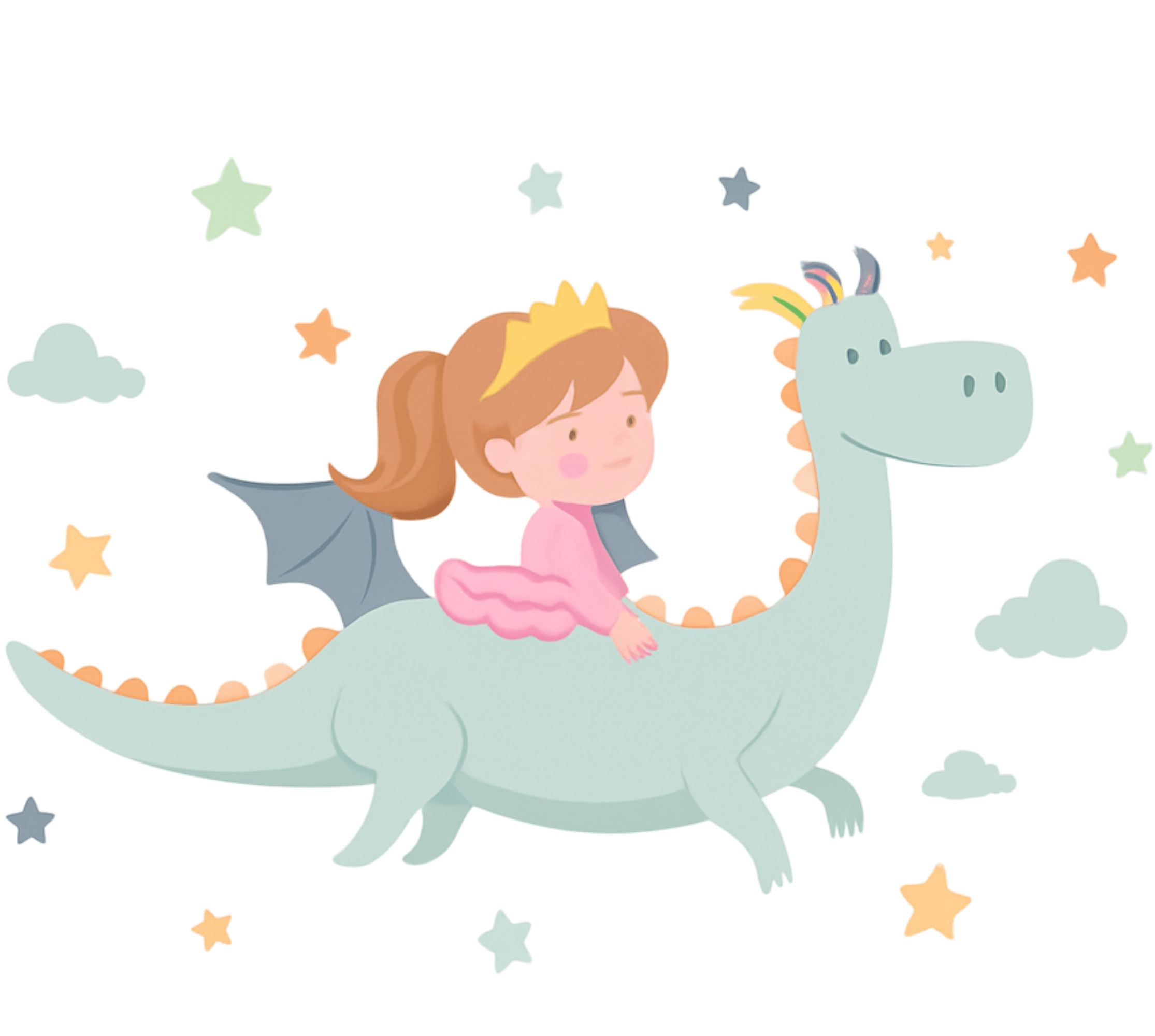 Vinyl teppich kinder prinzessin auf einem drachen - TenStickers
