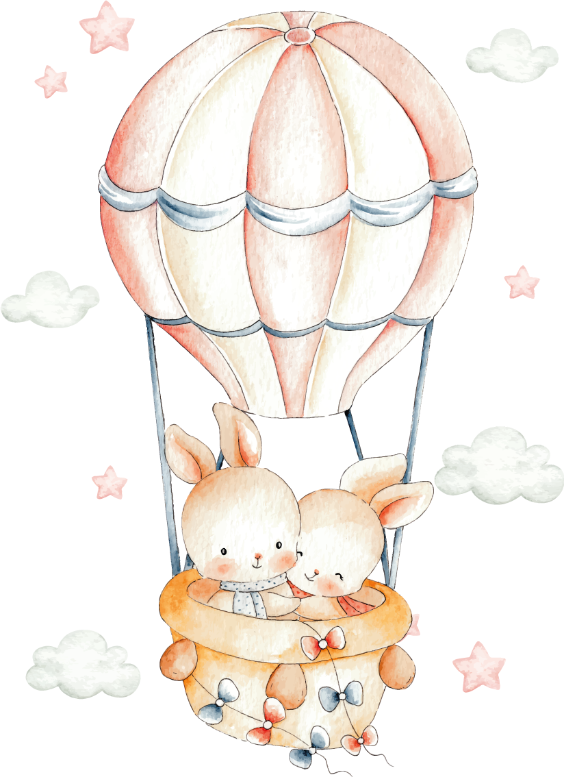 Vinyl teppich kinder heißluftballon hase - TenStickers