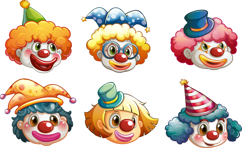 Vinyl teppich kinder mit bunten clownsgesichtern - TenStickers