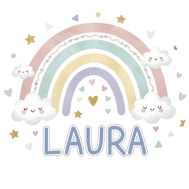 Vinyl teppich kinder regenbogen mit namen - TenStickers