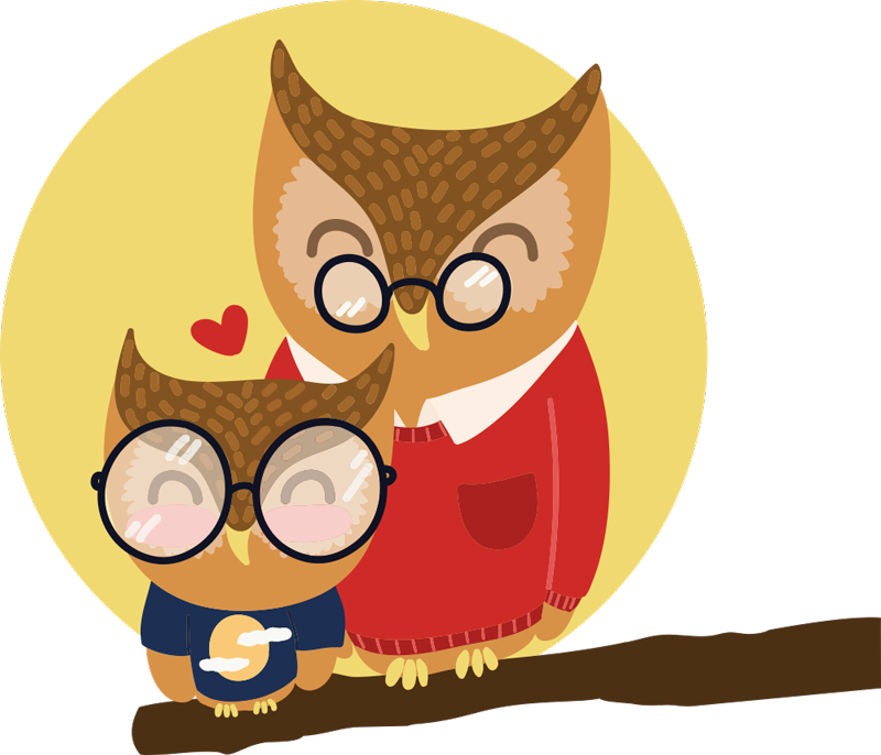 Vinyl teppich kinder sohn und vater eule - TenStickers
