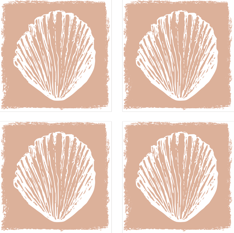 Vinyl teppich bad mit retro muschel-muster beige - TenStickers