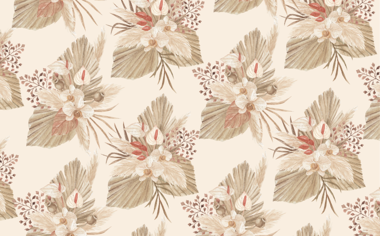 Vinyl teppich bad trockenblumen mit pampasgras - TenStickers