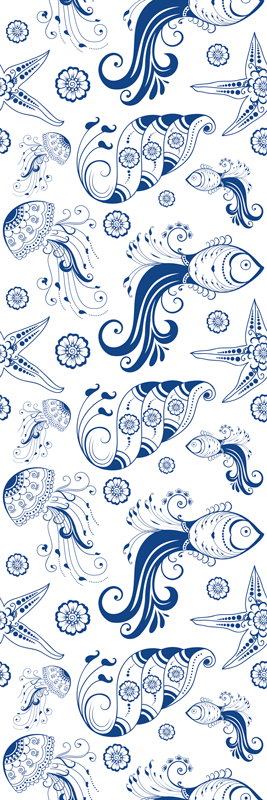 Vinyl teppich bad mit ornamentalen meereslebewesen - TenStickers