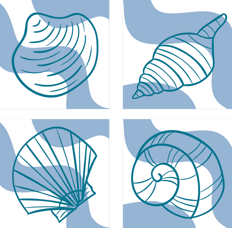 Vinyl teppich bad muschelmuster fliesen - TenStickers