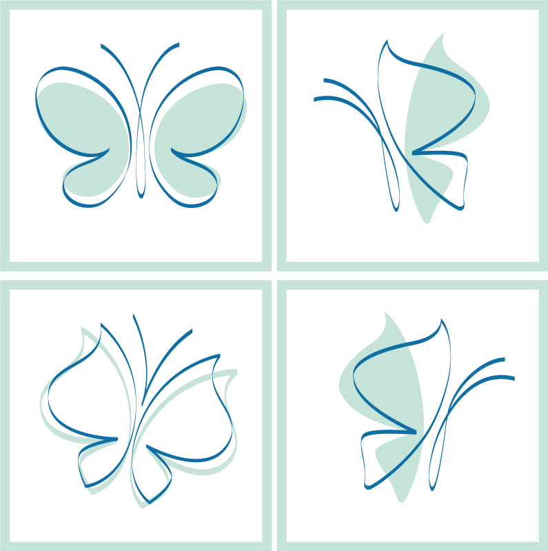 Vinyl teppich bad mit schmetterlings-silhouetten - TenStickers