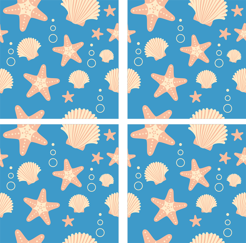 Vinyl teppich bad mit fischen und muscheln unterwasser - TenStickers