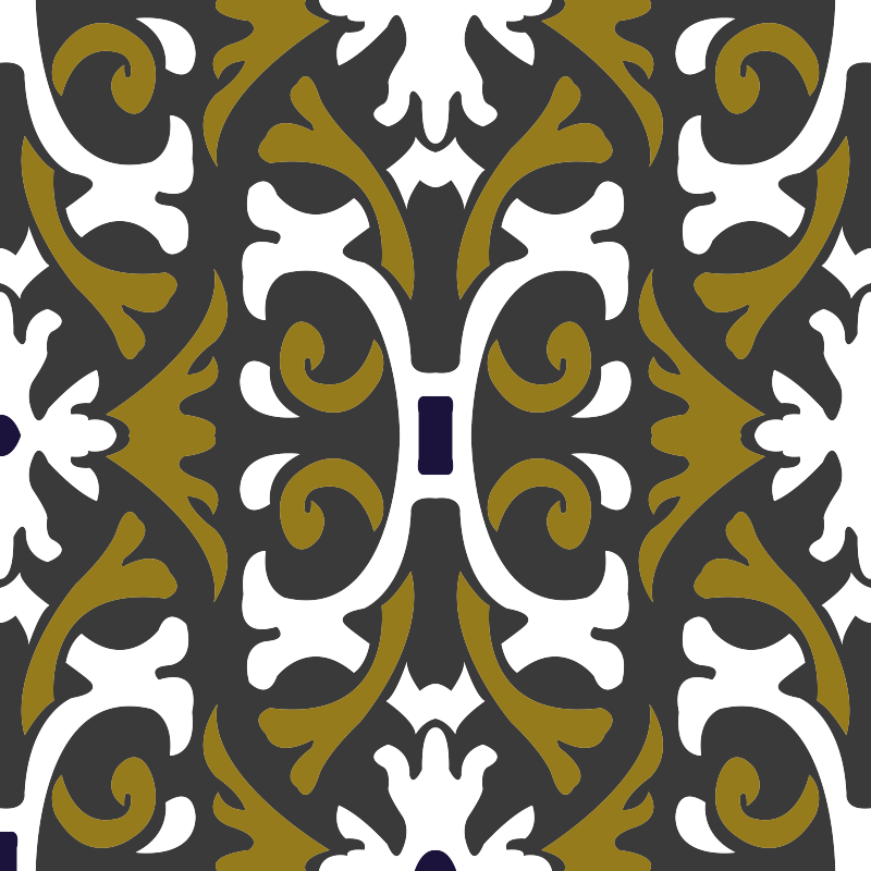 Vinyl teppich küche vintage beige florale fliesen - TenStickers