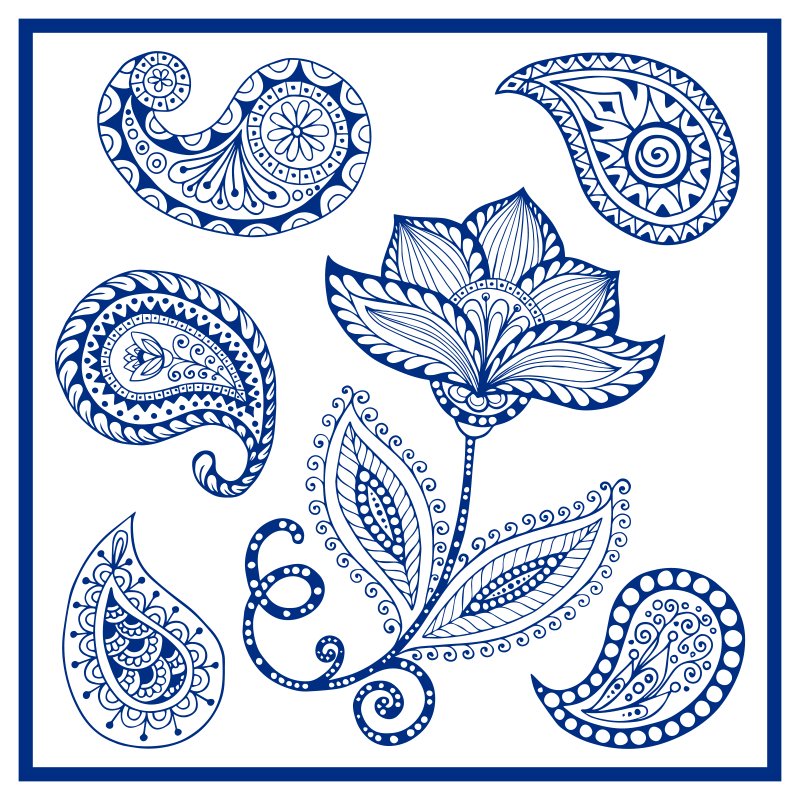 Vinyl teppich küche paisley und blumen - TenStickers