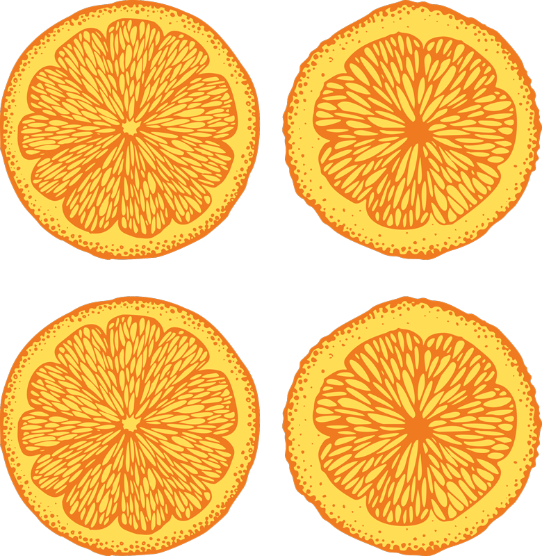 Vinyl teppich küche mit orangefarbenen aufklebern - TenStickers