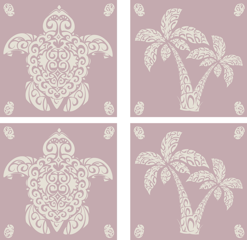Vinyl teppich küche mit hawaiianischem schildkrötenmuster - TenStickers