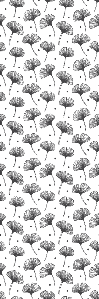 Vinyl teppich küche mit ginkgo-blättern weißes muster - TenStickers