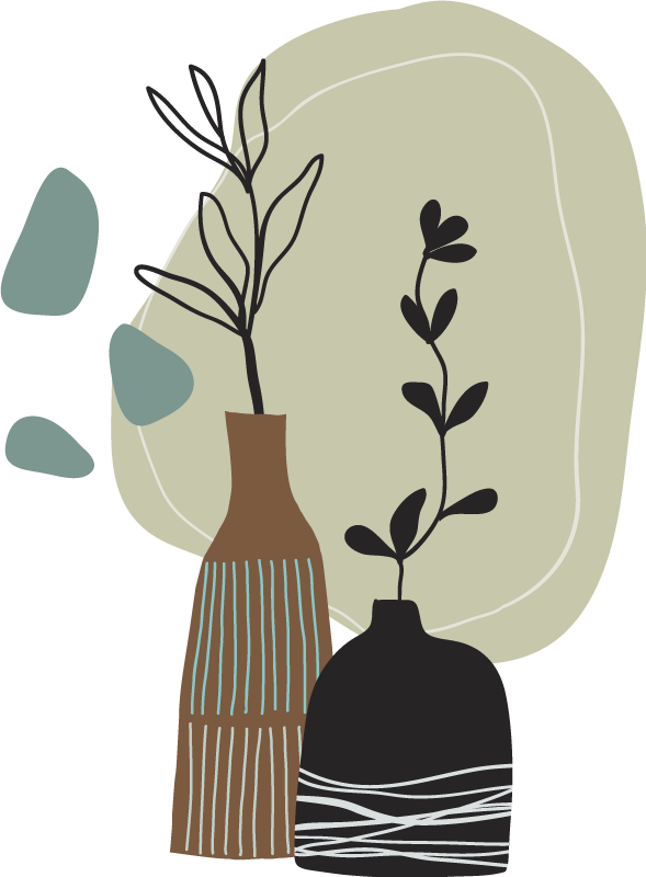 Vinyl teppich küche mit bunten blättern in der vase - TenStickers