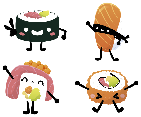 Vinyl teppich küche mit kawaii sushi design - TenStickers