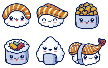 Vinyl teppich küche mit niedlichen sushi-motiven - TenStickers