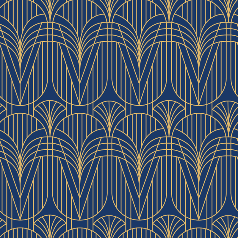 Vinyl teppich küche im art deco muster mit golddetails - TenStickers