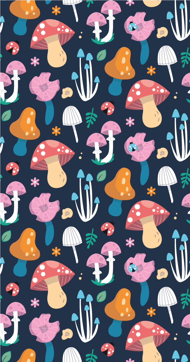 Vinyl teppich küche mit pilz und marienkäfer muster - TenStickers