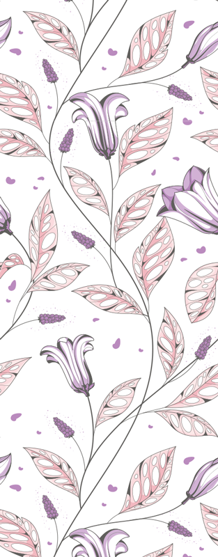 Vinyl teppich schlafzimmer elegantes lila tulpenmuster - TenStickers