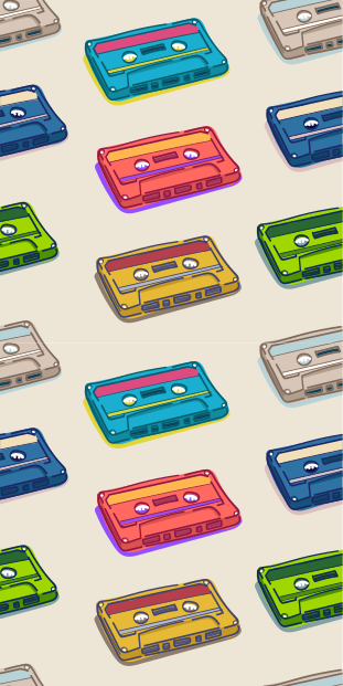 Vinyl teppich schlafzimmer im retro kassettenmuster - TenStickers