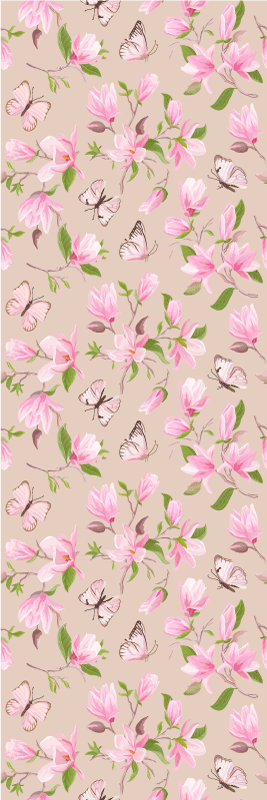 Vinyl teppich schlafzimmer mit pinkem magnolien-design - TenStickers