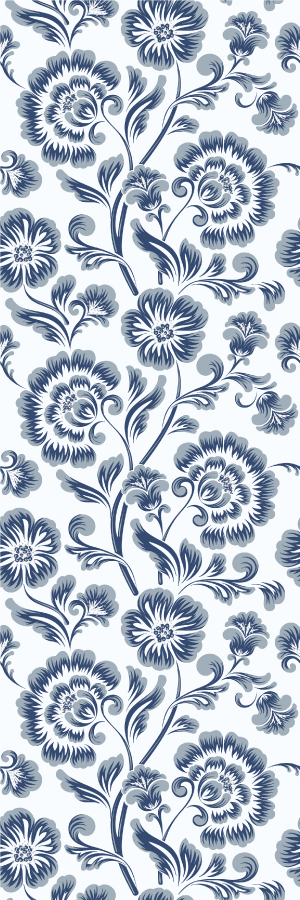 Vinyl teppich schlafzimmer mit blauem blumenmuster - TenStickers