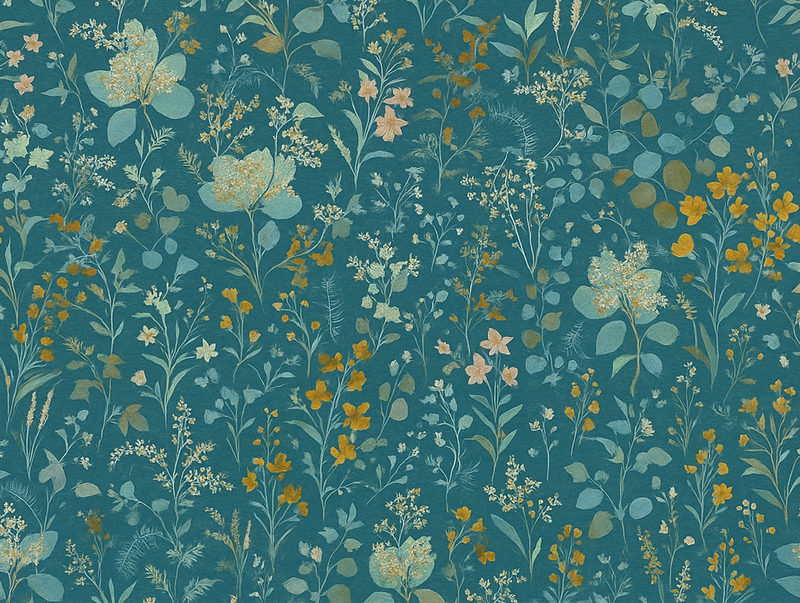 Vinyl teppich schlafzimmer im blauen vintage blumenmuster - TenStickers