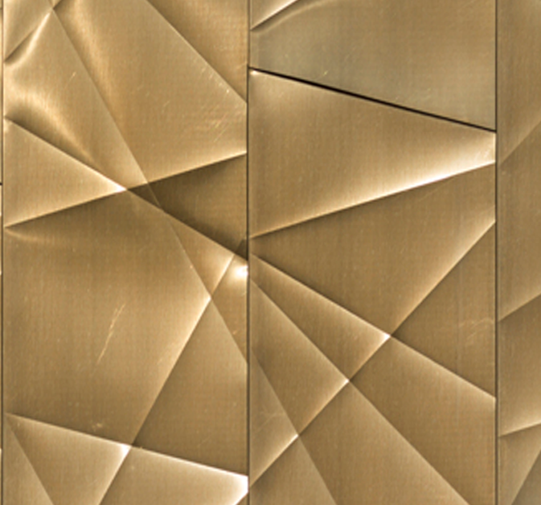 Vinyl teppich büro mit 3d goldener polygonstruktur - TenStickers