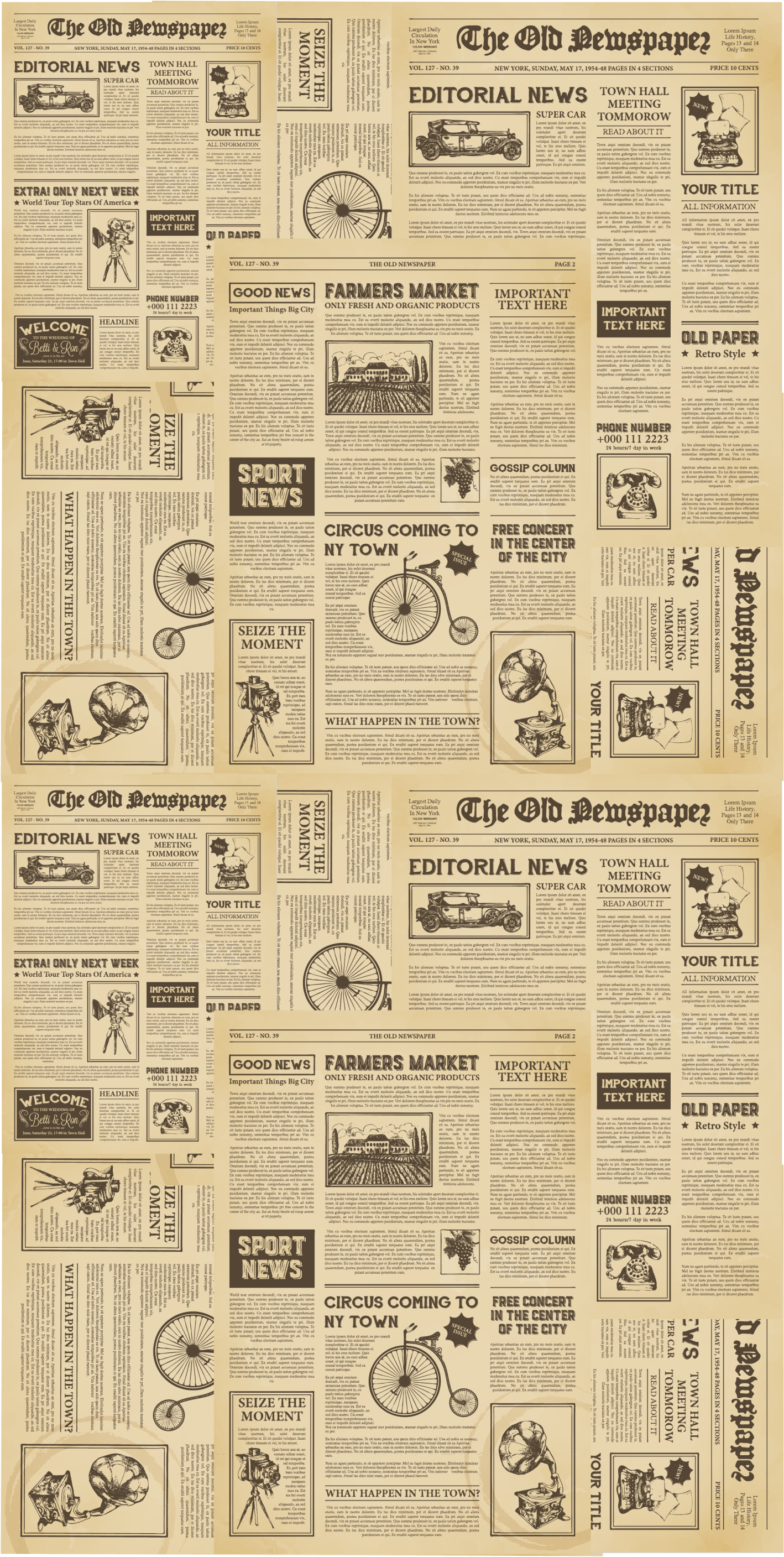 Vinyl teppich büro im vintage american zeitungsdesign - TenStickers