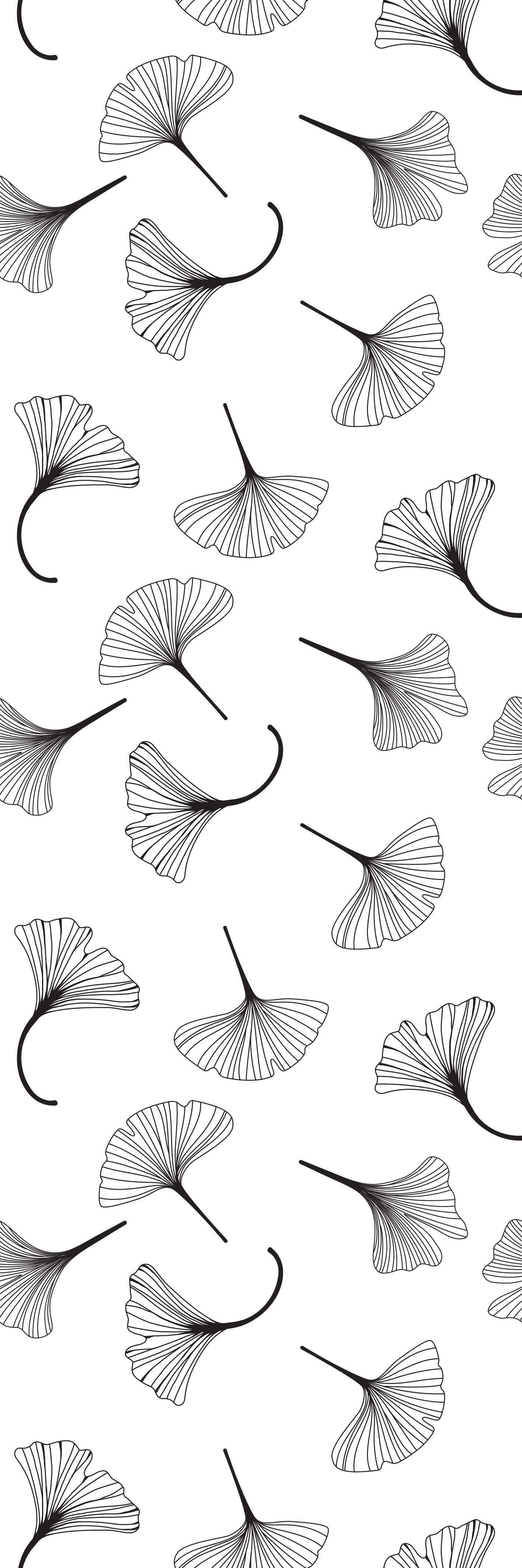 Vinyl teppich büro ginkgo blätter schwarz muster - TenStickers