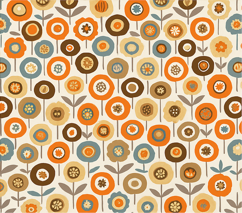 Vinyl teppich nordisch mit bunten vintage blumen - TenStickers