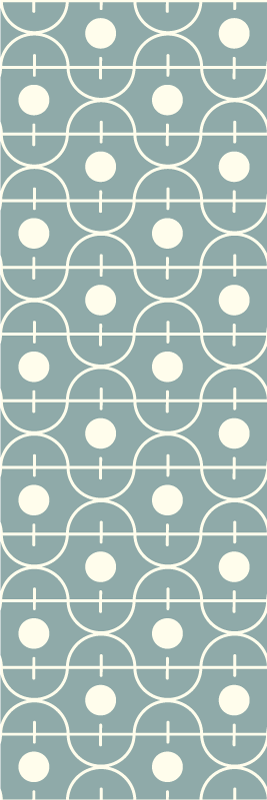 Vinyl teppich nordisch blaues japandi muster mit linien - TenStickers