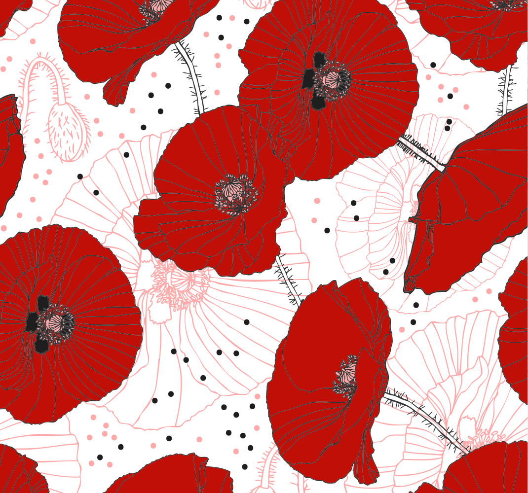 Vinyl teppich natur mit roten blumenmuster - TenStickers