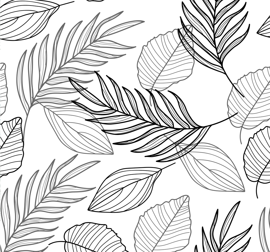 Vinyl teppich natur mit schwarz-weißem blattdesign - TenStickers