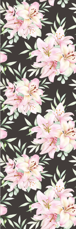 Vinyl teppich natur mit aquarell-lilienmuster - TenStickers